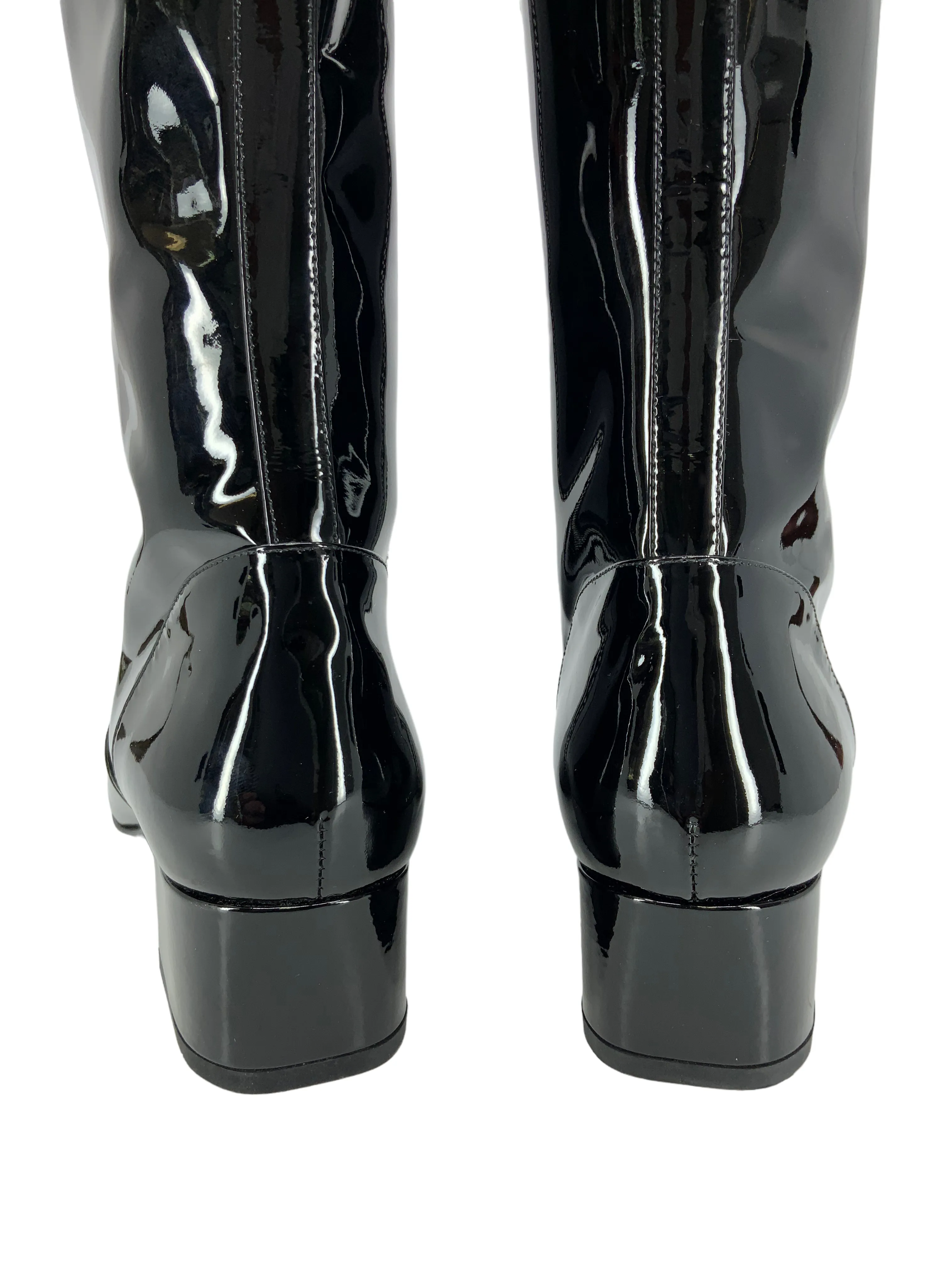 Saint Laurent Patent Leather Mid Calf Boots Size 9