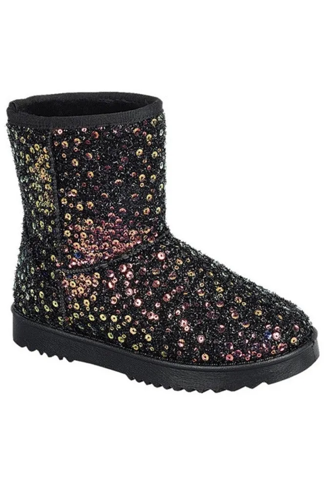 Sequin Fur Girls Boots