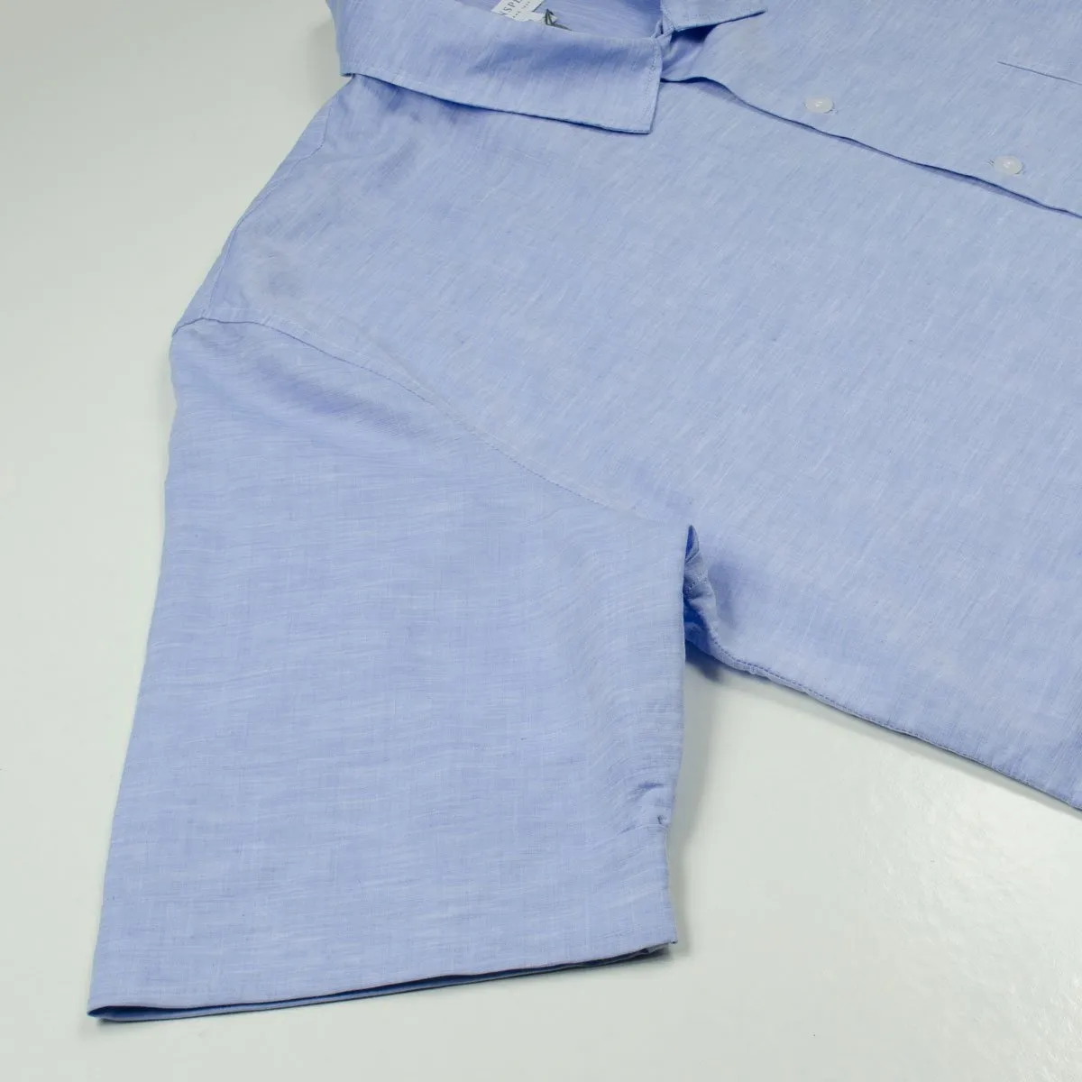 Sunspel - Short Sleeve Leisure Shirt - Blue Linen