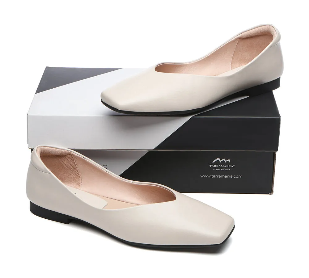 TARRAMARRA Square Toe Leather Ballet Flats Women Libera