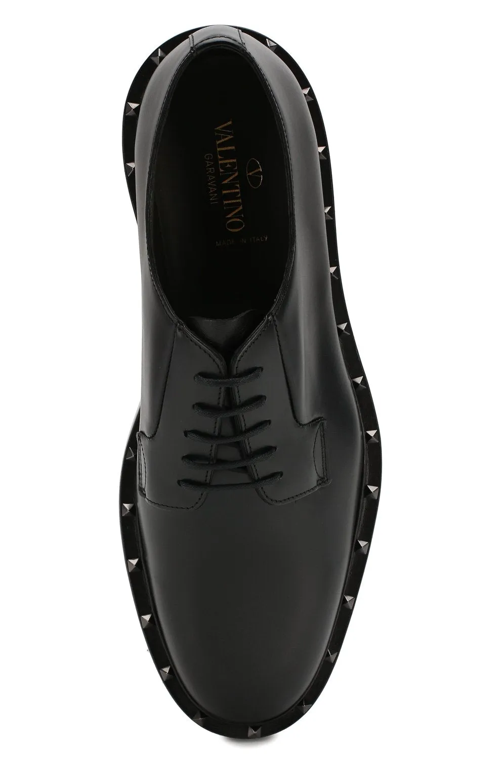 Valentino Garavani Men's Leather Studded Derby Shoes - BLACK